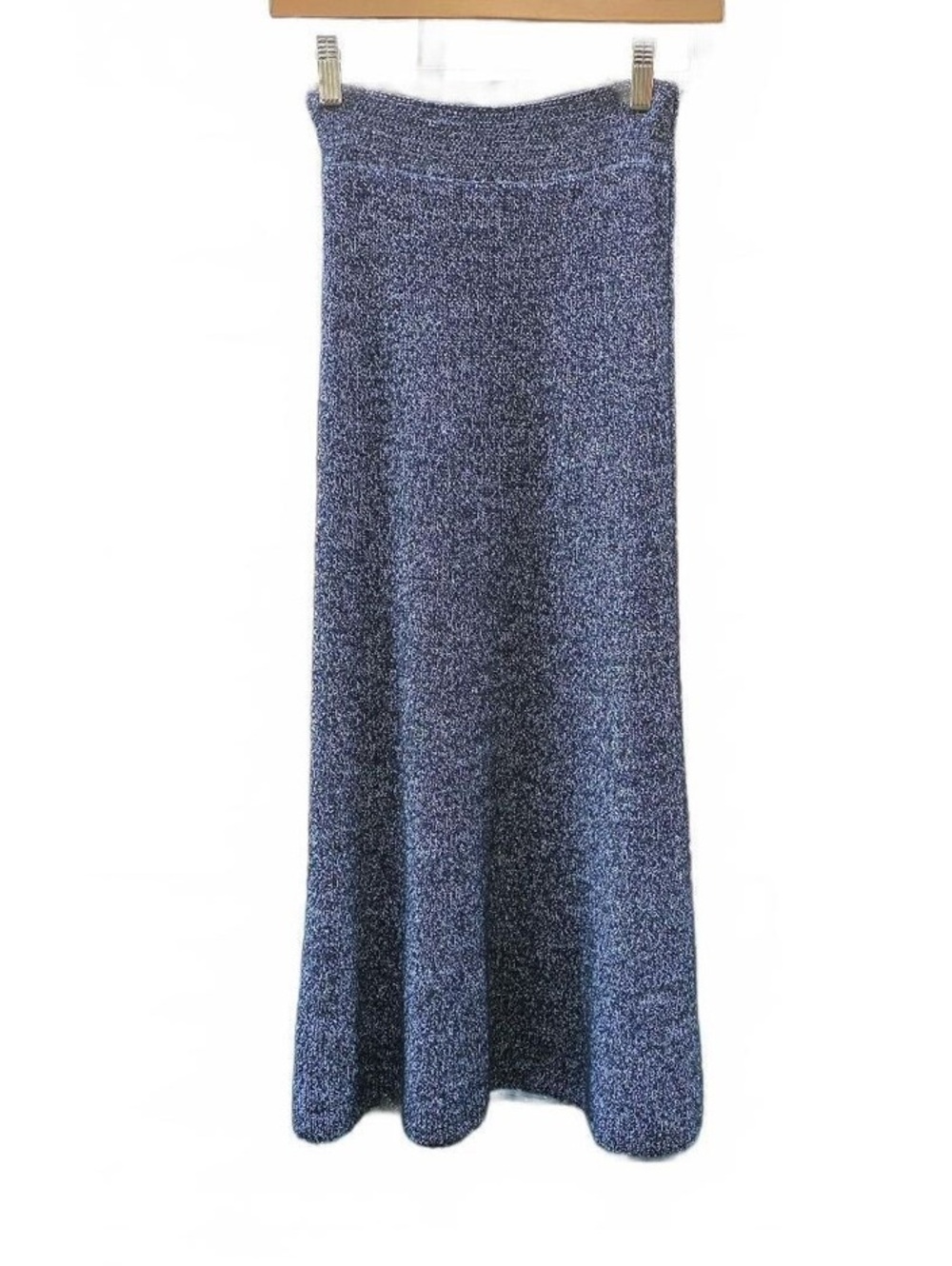 UNIQLO U Lemaire Wool Blend Ribbed Marled Knit Mermaid Maxi Skirt Black White S